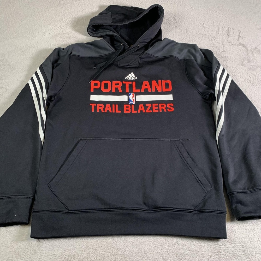 Portland Trail Blazers Hoodie Mens Medium Black NBA Basketball Adidas Climawarm